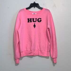 Dreamworks Trolls Pink Fleece HUG Pullover Crew Women’s Soft Sweatshirt Size S